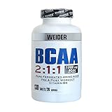 Weider BCAA 2:1:1 con 130 Capsulas. 1g de BCAA por comprimido. Enriquecido con Vitamina B6. Aminoacidos esenciales.