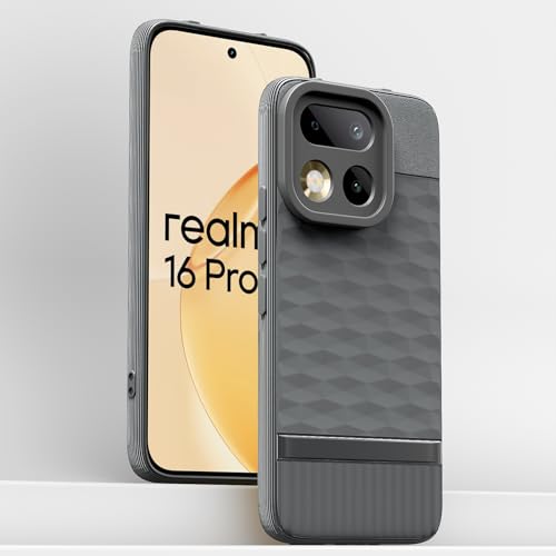 Image of Pikkme Back Cover for Realme 16 Pro 5G Camera Protection 3D Hexa Cube Design Silicone Protective Bumper Case (Grey)