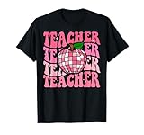 Pink Disco Ball Apple Teacher Colorful