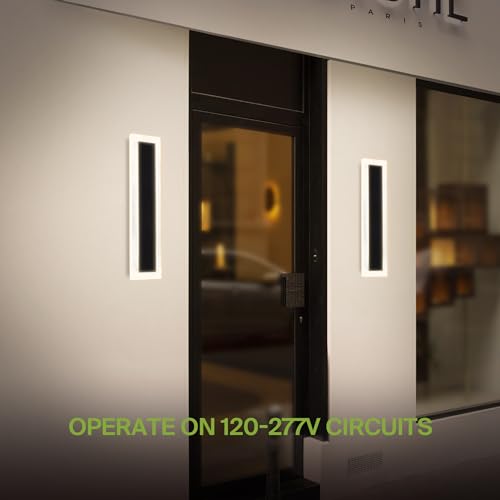 ASD LED 24" Long Wall Mount Light Fixture, Outdoor & Indoor Linear Sconce | RGBW, Smart, Waterproof, Anti-Rust, ETL Listed | 18W 1000LM 2700-6500K 100-277V | Exterior Porch Lighting | Black by ASD - Used condition - Image 7