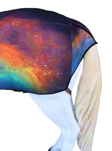 Image of Large Challenger Horse Comfort Stretch Sleazy Full Body Sheet with Neck - 4-Way Stretch Spandex Hood, Seamless Face Design - Supernova Print 521MW11