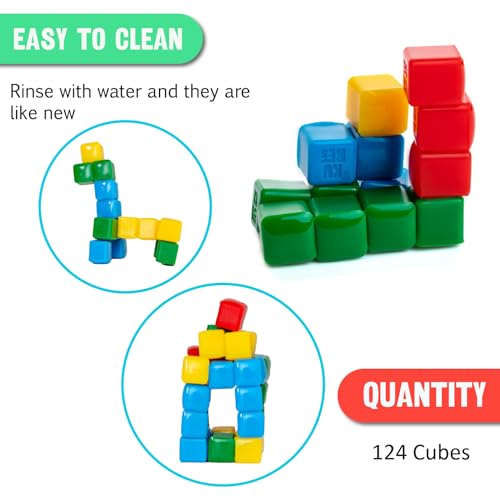 Image of StickiKubes 250-Pack, 4 Colors, Mini Sticky Stacking Cubes, STEM Blocks