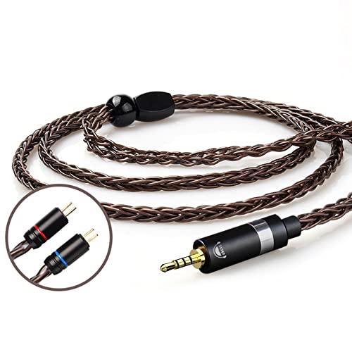 okcsc T4 2Pin リケーブル イヤホンケーブル 0.75mm 交換ケーブル マイクなし 8芯 6N OCC 単結晶銅 2.5mm