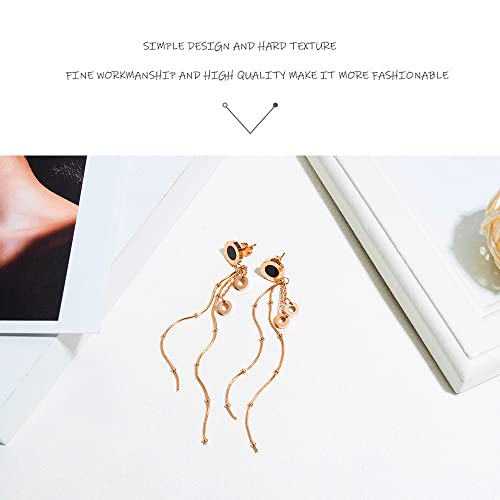 Tswiva Long Earrings For Women Fashion Jewelry Tassel Earrings Rose Plated Gold Earrings Jewelry Accessories For Women Birthday Valentines Day Gift Party Earrings (Rose Gold Plated) #TOP4