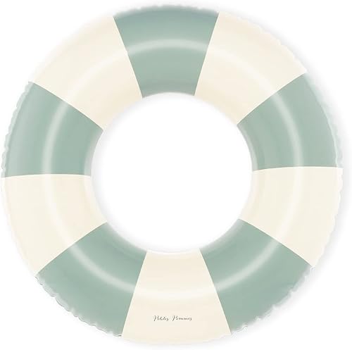 Miniatura 10 de Petites Pommes Flotadores de piscina para niños pequeños – Tubo interior duradero, estampado a mano, diseño clásico a rayas, costuras suaves y Rosa