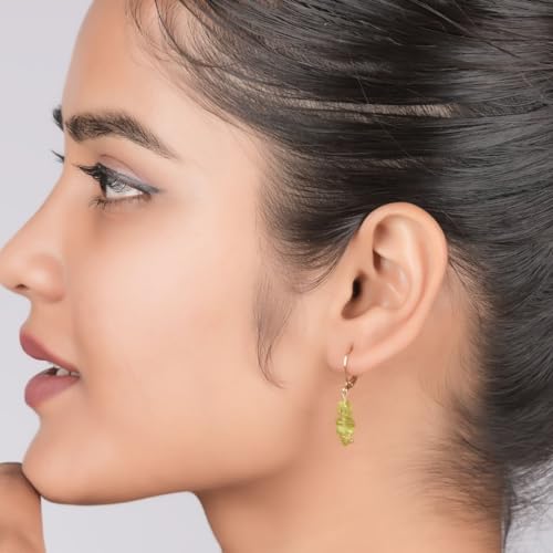 Gempires Natural Green Peridot Gemstone Earrings August Birthstone Handmade Jewelry Hypoallergenic Gold Plated Lightweight Drop Dangle Earrings For Women3
