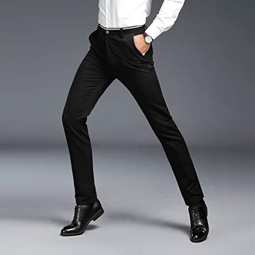 Goddessvan 2019 Men\'s Fashion Solid Casuall Slim Fit Zipper Business Suit Pants Stright Long Trousers - Thumbnail 4