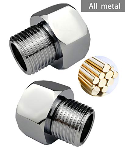 Metals Brass Pipe Fitting,Adapter 3/4”GHT Female Thread (Swivel) x 1/2” NPT Male Threaded Connector,Garden Hose Connector, Garden Hose to Shower adapter,Chrome (3/4GHT female X 1/2NPT male) - Thumbnail 5