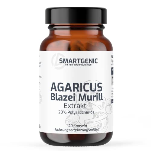 NEU! Agaricus Blazei Murill Kapseln hochdosiert mit 20% Polysaccharide - reiner 1200mg ABM Mandelpilz Extrakt je Tagesportion - vegan & ohne Zusatzstoffe | 120 Kapseln Cover