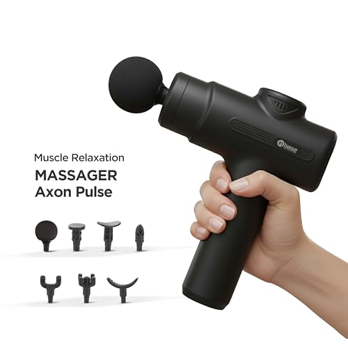 Image of Inbase Axon Pulse - Handheld Percussion Massage Gun, 6 Speeds, 5 Attachments, Quiet Motor, USB-C Rechargeable - Deep Tissue Muscle Relief