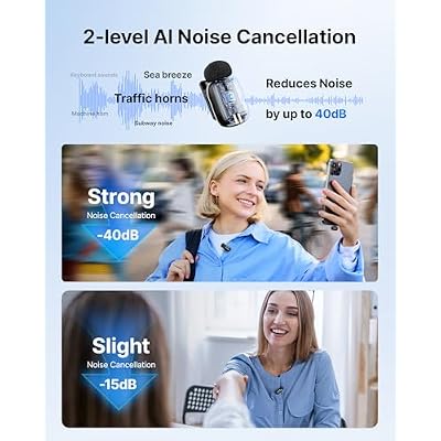 BOYA mini 2 Wireless Microphone for iPhone & Android, AI Noise Cancellation,App Control, 48k Hz/24 Bit, 30H Battery Life with Charging Case,Lapel Microphone Wireless for Video Recording Vlog Streaming