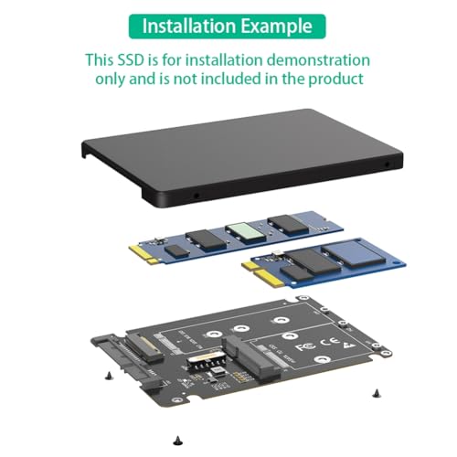 Adaptador 2 en 1 M.2 NGFF & MSATA a SATA3 2.5 con caja plástica miniatura 2