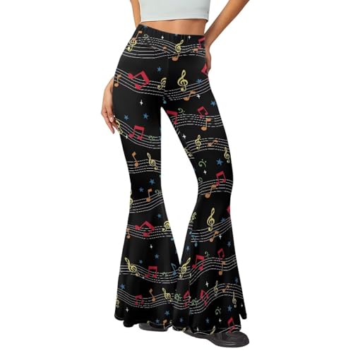 Sprowallow Musical Notes Women's Casual Pants Athletic Flare Yoga Leggings Sweatpants High Waisted Trousers Stretchy Pant
