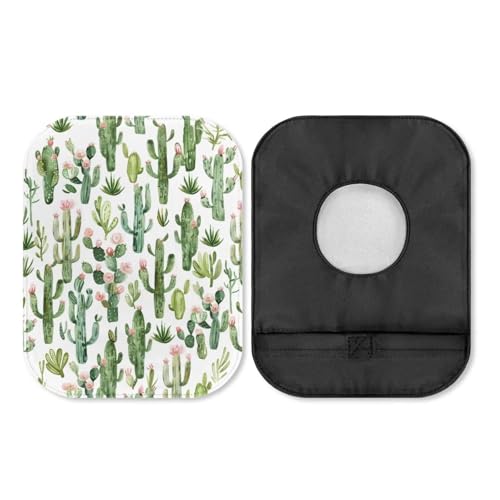 Uorisanigo Ostomy Bag Covers for Women Senior Washable Colostomy Bags Cover Green Cactus Pouch Cover Protective Bags with Round Opening Care Protector Cover