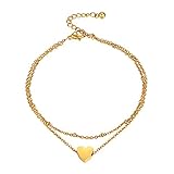 Suplight 2連 ハート アンクレット レディース 人気 ゴールド k18金 約25cm(5cmアジャスター含む) ステンレス アクセサリー