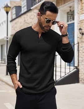 COOFANDY Henley shirt heren lange mouwen basic pullover knoopsluiting shirt longsleeve T-shirt longsleeve, donkerblauw, L COOFANDY Henley shirt heren lange mouwen basic pullover knoopsluiting shirt longsleeve T-shirt longsleeve, donkerblauw, L