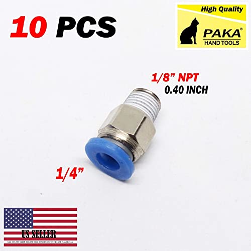 10 Pcs Male Straight Connector Tube OD 1/4