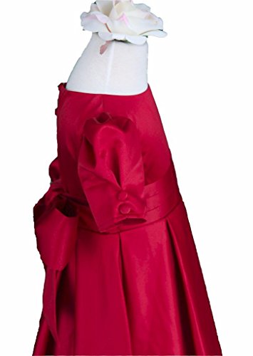 Pink Promise Girl's Apple Red Holiday Wedding Pleated Satin Short- Sleeve Flower Girl Dress3