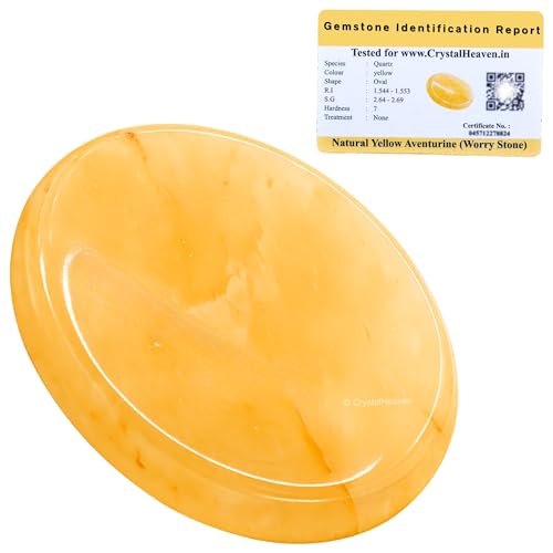 Image of Crystal Heaven Certified Yellow Aventurine Thumb Worry Pebbles Stones Anxiety Stress Relief Massage - Aaa Grade Original Healing Gemstone Agate Rubbing Stone Yoga Meditation Spiritual Reiki Feng Shui