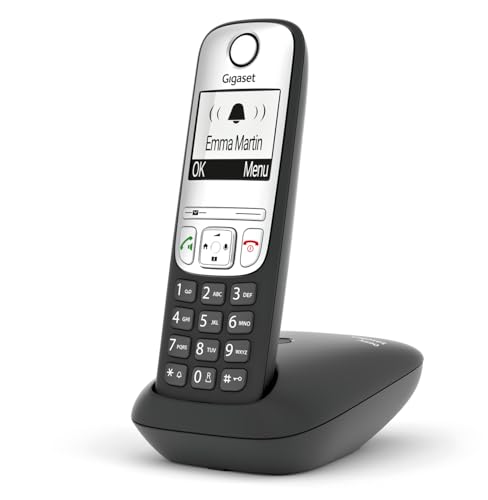 Gigaset A690 - Teléfono DECT Inalámbrico - Pantalla Gráfica en Blanco y Negro Iluminada - Dígitos Grandes - Gran Autonomia, Negro [Versión Española]