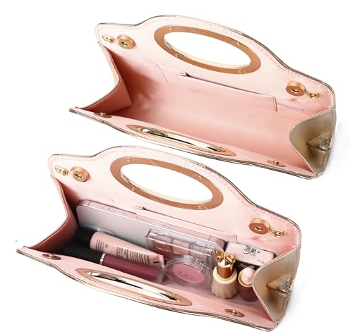 Image of Top Metal Handle Clutch Bags for Women, Evening Handbag Shoulder Crossbody Purse with Chain
