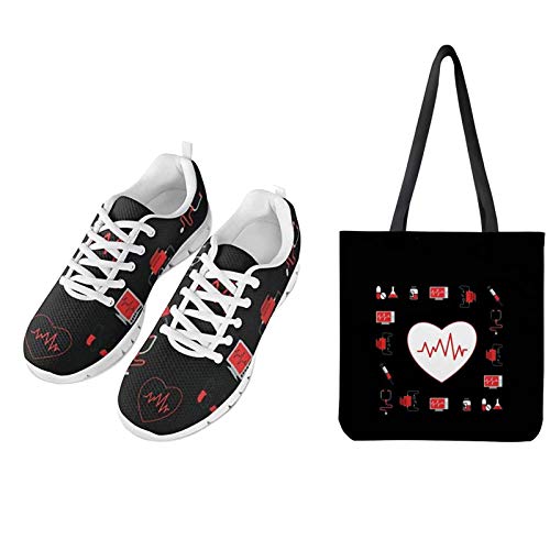 UOIMAG, Regalo para Mujer, Zapatos de Enfermera con Bolsa de Lona, Zapatos Deportivos de Malla con...