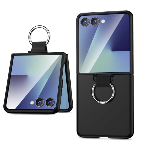 CAUHENYEE Cover per Samsung Galaxy Z Flip 8 Case, con Nastro Intrecciato e Anello in Metallo, Custodia PC Ultrasottile, Antiurto, Cover per Samsung Galaxy Z Flip 8 - Nero