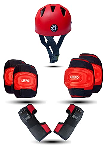 Image of Liffo Skating Guard Kit Protective Skating Guard Kit for Kids Skating, Cycling, Running for Kids,Boys,Girls,Men & Women (HSG-Red) (Medium)