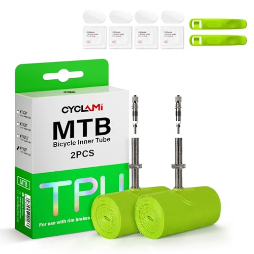 2 Pack 29 TPU Bike Inner Tube Ultralight Mountain Bicycle Tire Compatible with 29 x 1.9/2.0/2.1/2.2/2.3/2.4/2.5 Presta Valve 1.77/45mm Removable Nozzle Core