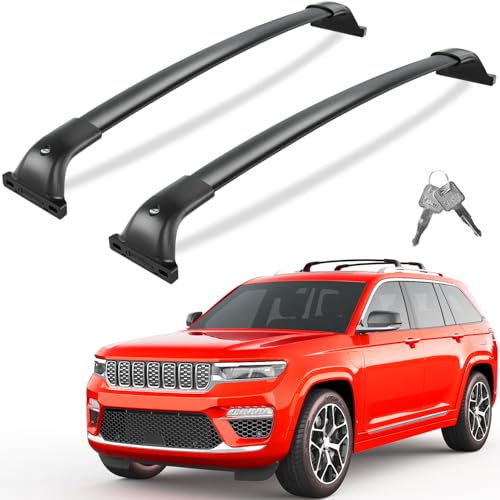 Tuyoung 300lb All Aluminum Roof Rack Cross Bars Compatible with Jeep Grand Cherokee L 2021-2026 and 2022 2023 2024 2026 Grand Cherokee WL Lockable Heavy Duty Crossbar Racks Roof Rail Rooftop Luggage