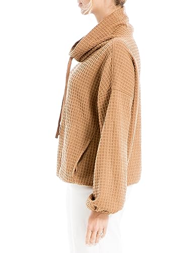 Image of Max Studio womens Max Studio Women's Cowl Neck Long Sleeve Waffle Knit Pullover