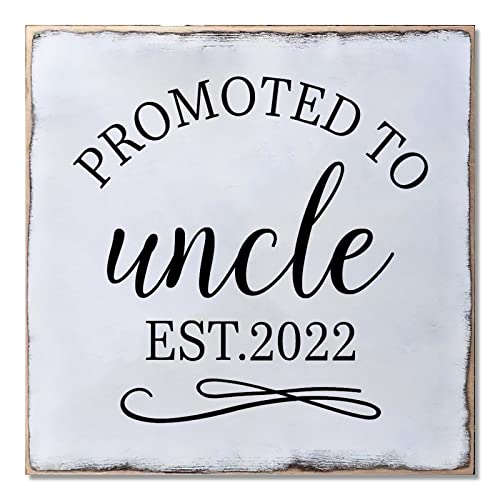 Plaque en bois Promoted To Uncle panneau décoratif mural futur oncle 40cm