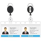 2 Pack Heavy Duty Retractable Badge Holders with Carabiner Reel Clip and Horizontal Style Clear ID...