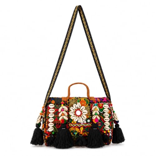 Image of MOMISY Handicraft Handmade Cotton Ethnic Rajasthani Embroidered Banjara Bags for Women Sling Clutch with Handle Purses for Ladies Girls