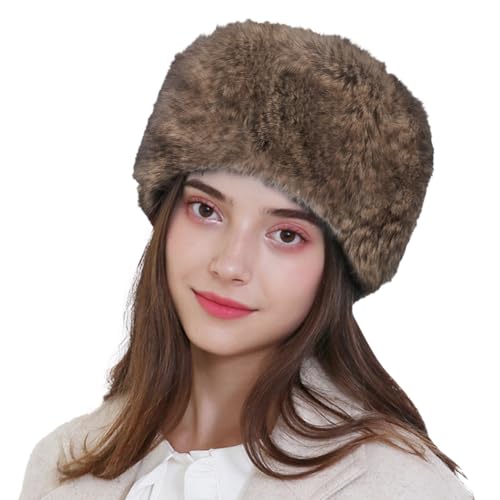 Image of Faux Fur Cossack Hat Fuzzy Trapper Trooper Hat Windproof Warm Russian Ushanka Winter Ski Hunting Cap Unisex