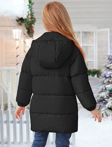 Happy Cherry Girls Winter Coats Hooded Puffer Jackets Medium Length Down Cotton Coats Snow Outerwear4