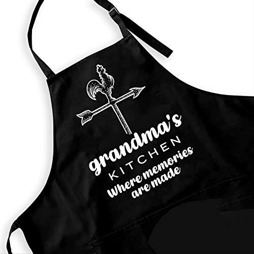 Ihopes Vintage Black Apron For Grandma Women Wife Mom - Grandma's Kitchen Chef Apron With 2 Pockets And Adjustable Neck Strap - Perfect Gifts For Birthday/Mother's Day/Christmas #TOP13