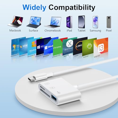 USB C SD Memory Card Reader for Samsung Galaxy S26 S25 Ultra Edge S24 S23 S22 S20 A17 A16 A15 USB 3.0 High Speed Type C Camera Micro TF Card Reader Adapter for iPhone 17 Pro 16e 16 Pro Max 15/Android by CIQILY - Image 7