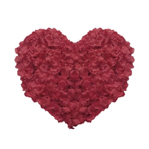 KnR Harmony 3000pcs Burgundy Dark Red Rose Petals Silk Petals Artificial Flower Petals for Wedding Party Favors Decoration and Romantic Night Engagement Decorations