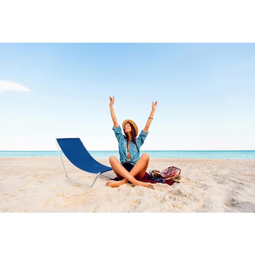 MT MALATEC Strandliege mit Tragetasche Klappbar Belastbar bis 110 kg Wasserdicht Garten Tarasse Strand Camping Stahl Blau 23563