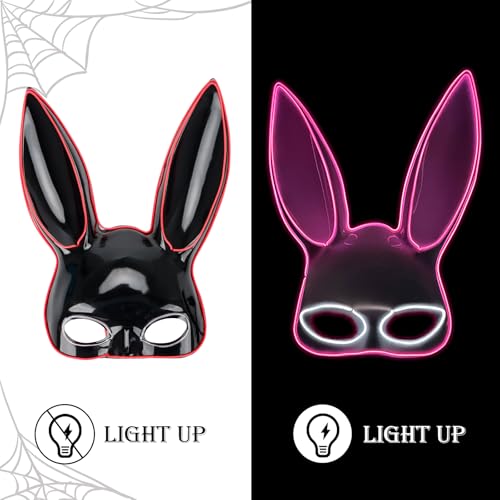 Masque de lapin fluorescent blanc et rose pour costume effrayant - 2