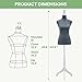Mannequin Body Dress Form Torso Female Manikin 49.6-63.4 Inch Height Adjustable Wooden Tripod Stand High Density Foam Portable Display Mannequin (Grey, 49.6-63.4 Inches)