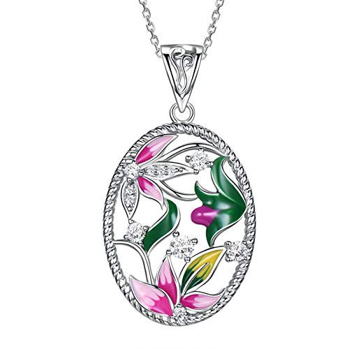 Collier en Argent anti-ternissement, Pendentif Fleur pour Peaux Sensibles