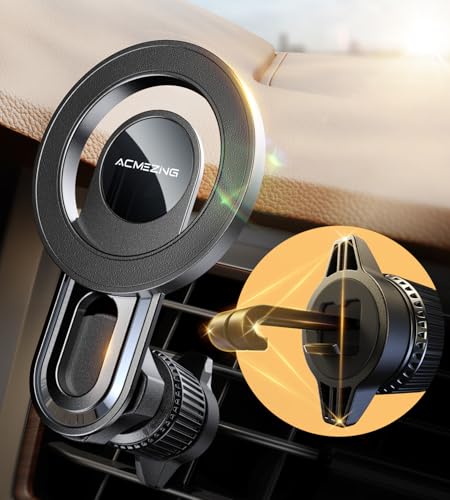 Image of ACMEZING for iPhone MagSafe Car Mount Vent with Stable Structure Metal Hook [Never Shaking] [360 Adjustable] Strong Magnetic Cell Phone Holders for Your Car for All Smartphones & All Car Model