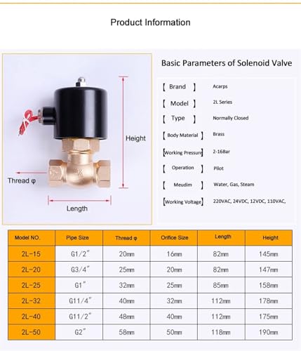 Électrovanne vapeur 220VAC 1/2 pouce normalement fermée pour haute pression - 5