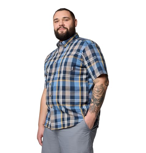 Columbia Mens Rapid Rivers II Short Sleeve Shirt, Collegiate Navy Multi Plaid, 4X3