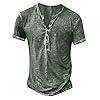 Men Distressed Henley Shirts UK Sale Clearance Man Button Up V-Neck T-Shirts Short Sleeve Tops Comfy Cotton Tees Summer Casual Pullover Regular-Fit Blouse Plain Retro T Shirt Lightweight Tshirts #1