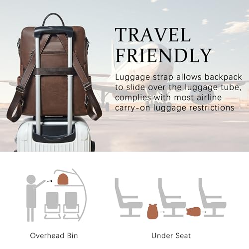 Image of Shrrie Vegan Leather Laptop Backpack for Women 15.6 inch Work Backpack Fashion Travel Backpack Purse for Business College
