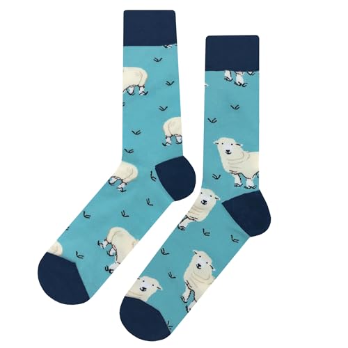 Sheep Dress Socks 4 Pack Funny Novelty Crazy Fun Design Men Size 8-12 Cotton Casual Crew Colorful Funky Fancy Socks Gift for Men3