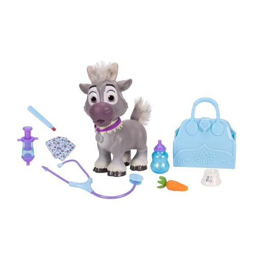 Disney Frozen Young Sven Feature Care Kit with Accessories by Jakks Pacific 22cm Tall Includes Travel Bag 20+ Reactions Doctors Set for kids Ages 3+ Batteries Included Officially Licensed